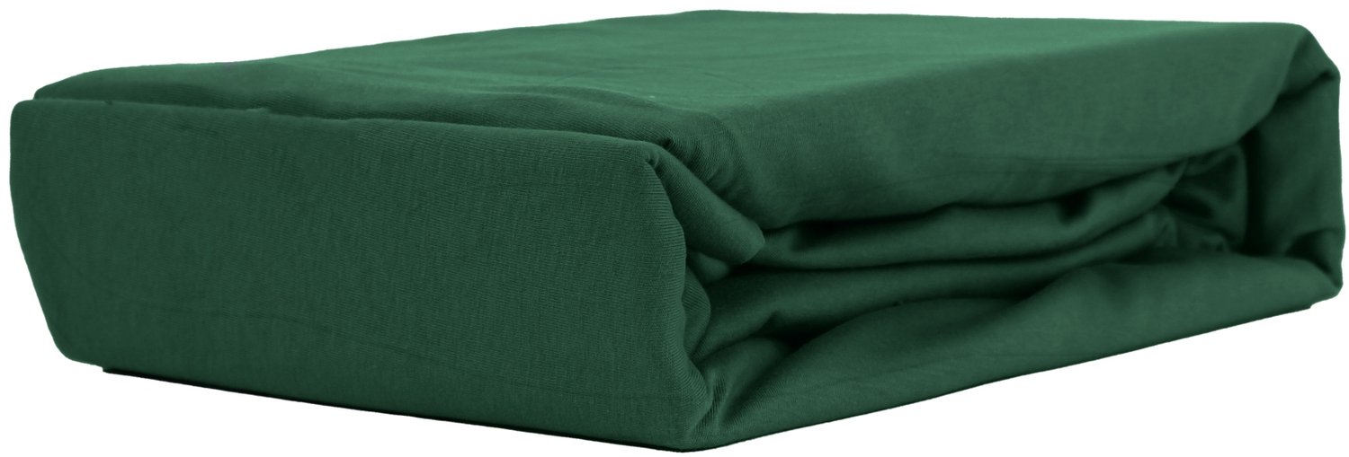 Kam-Pol Jersey Hoeslaken VIP 160x200cm - 30cm Hoog - Flesgroen Katoen