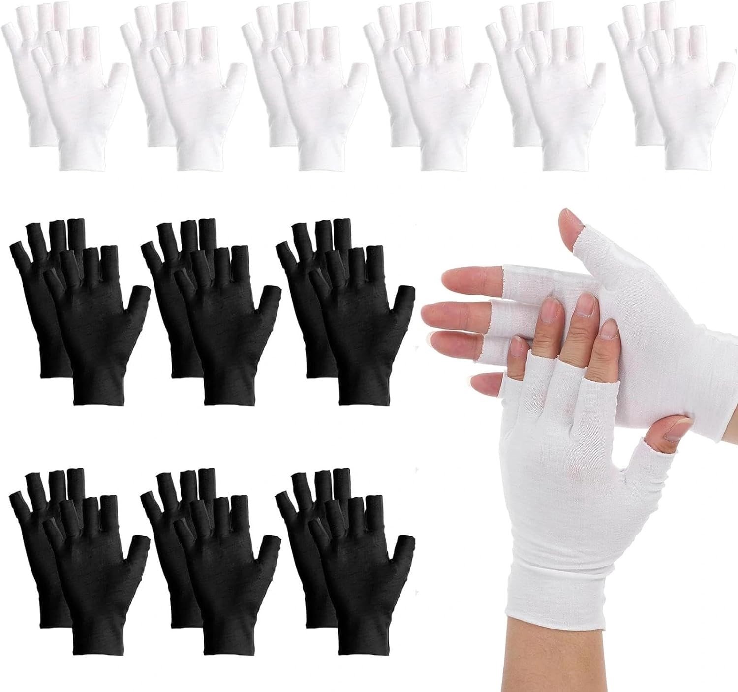 Vingerloze Katoenen Handschoenen - Wit - Voor Dames en Heren - Dunne Stoffen Handschoenen voor Eczeem