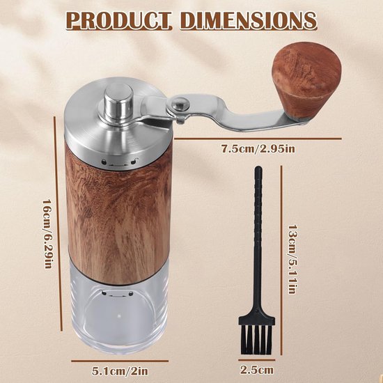 Handmatige Koffiemolen met Verstelbare Instellingen voor Reizen, Kantoor en Camping – Perfect voor Espresso en Versgemalen Koffie — afbeelding 5