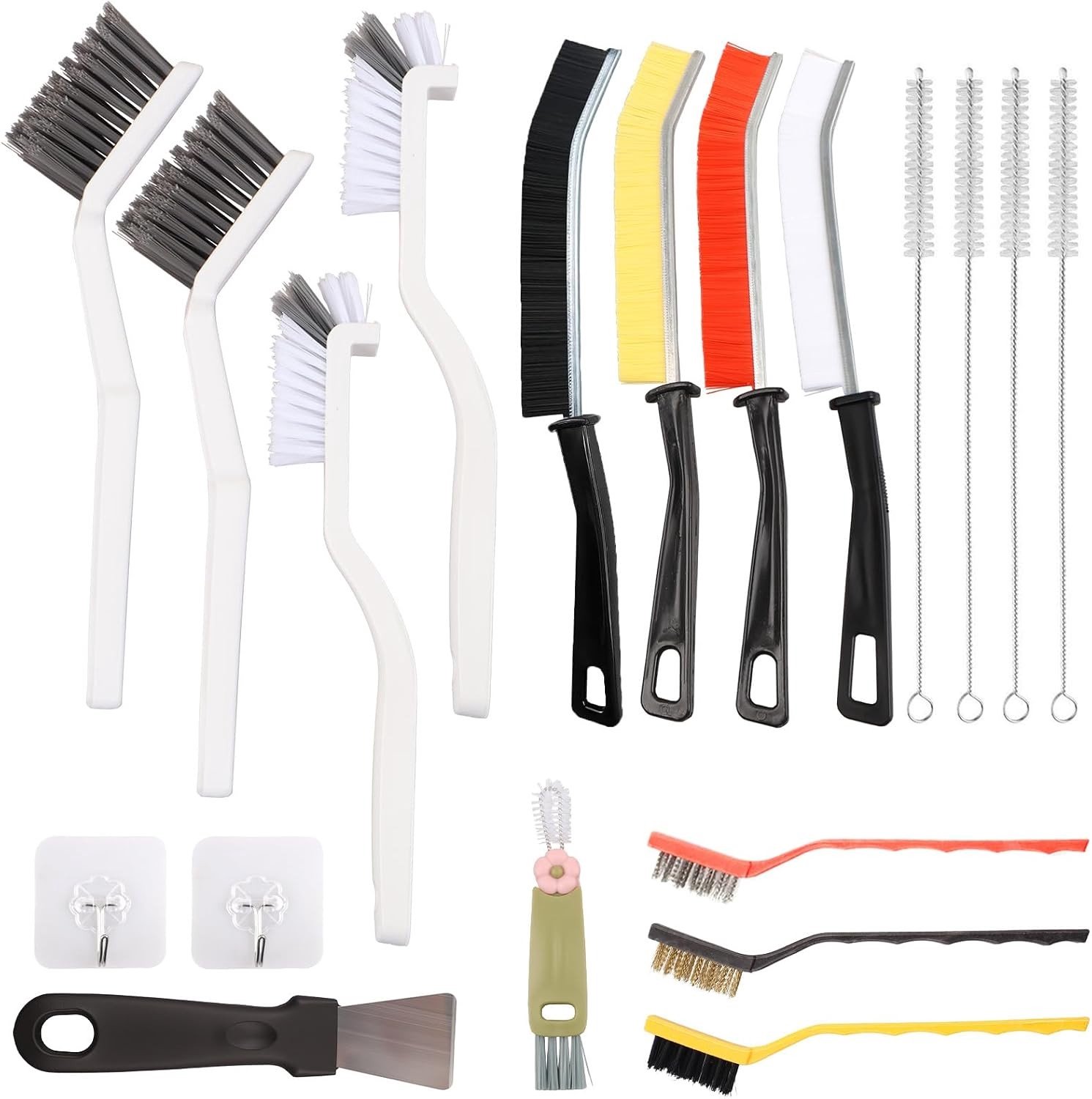 Reinigingsborstelset - Multicolor - 19-delige Set - Multifunctionele Hoek- en Voegenborstels - Voor Keuken en Badkamer