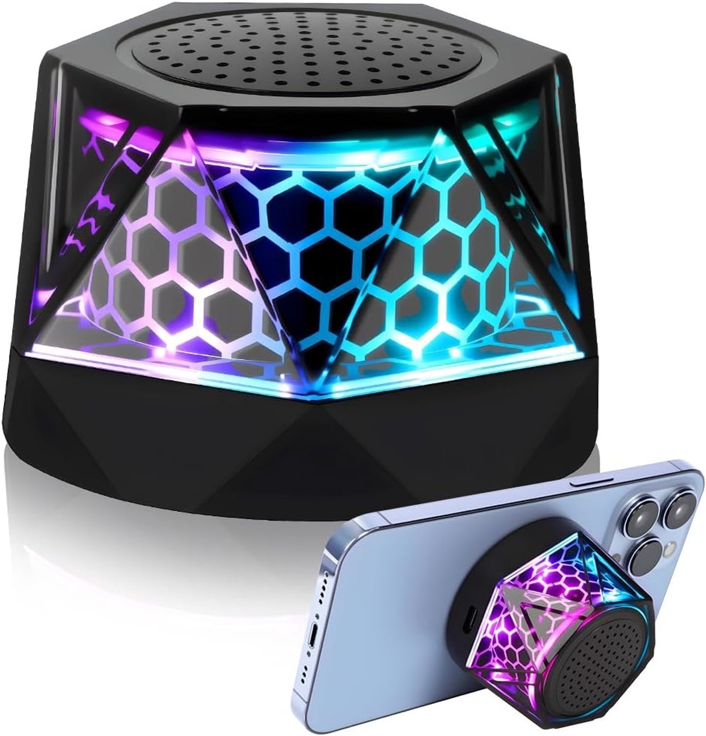 Bluetooth-luidspreker - Zwart - Compact - Draadloze Audio met RGB-verlichting - Voor Thuis en Buiten