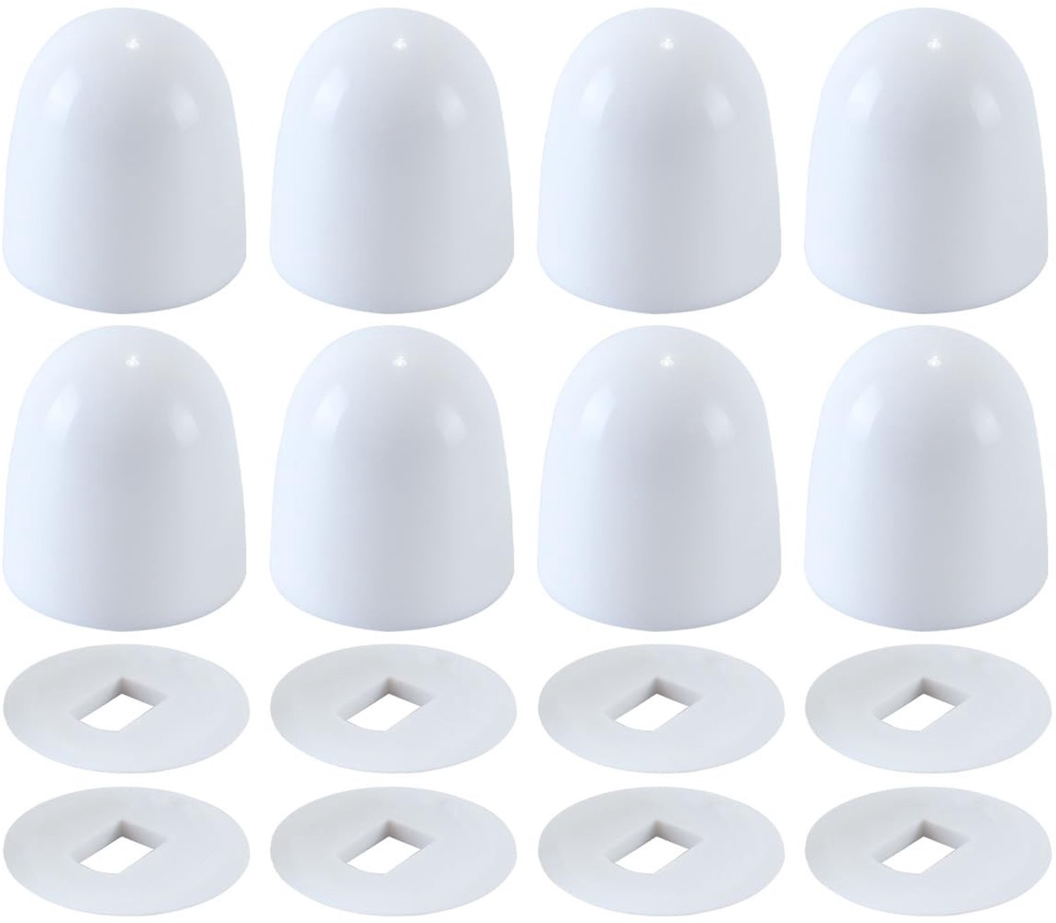 Universele toiletboutdoppen set van 8, ronde plastic met extra ringen voor eenvoudige installatie, wit en duurzaam