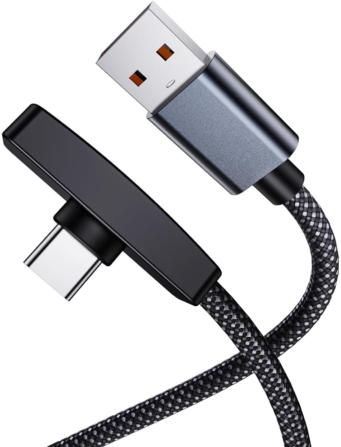 USB A naar USB C Kabel 1m 30W - Gevlochten Nylon - Rechte Hoek Connector - Ideaal voor gamen en videos kijken - ShopVlot