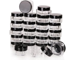 50pcs empty 3g Black Square small plastic cosmetic jars containers for makeup lip balm powder sample wholesale bulk cream jars with Black lids travel