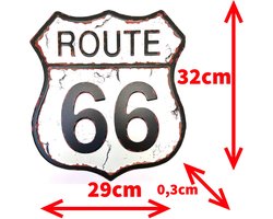 DiiliHiiri Metalen bord Route 66 – 32 x 29 cm, origineel retrobord van American Retro Sign Company voor bar, pub - ShopVlot