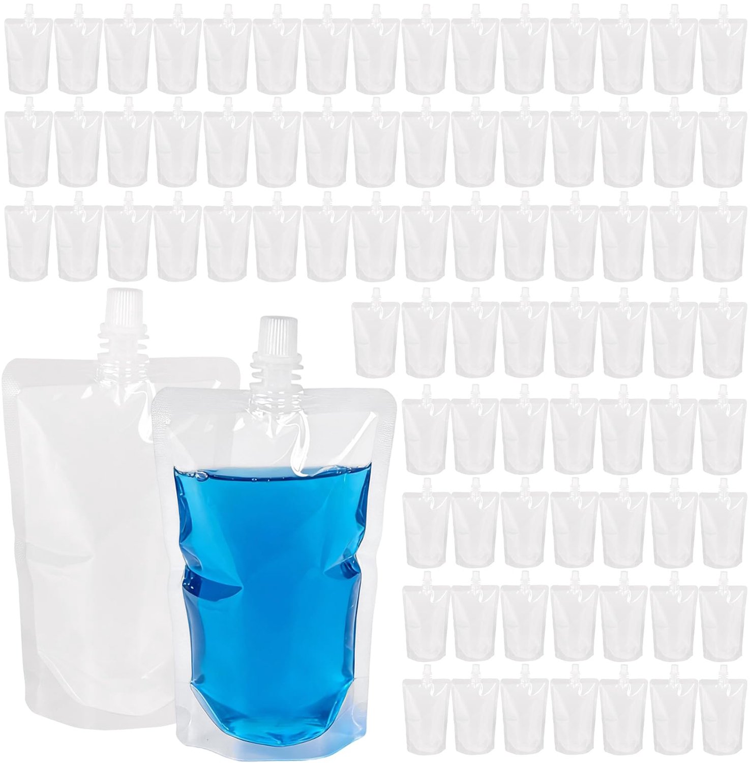 MAHIONG 120 stuks 250 ml drankzakjes, doorzichtige zelfstaande sapzakken voor festivals, feesten, reizen, picknick, sport