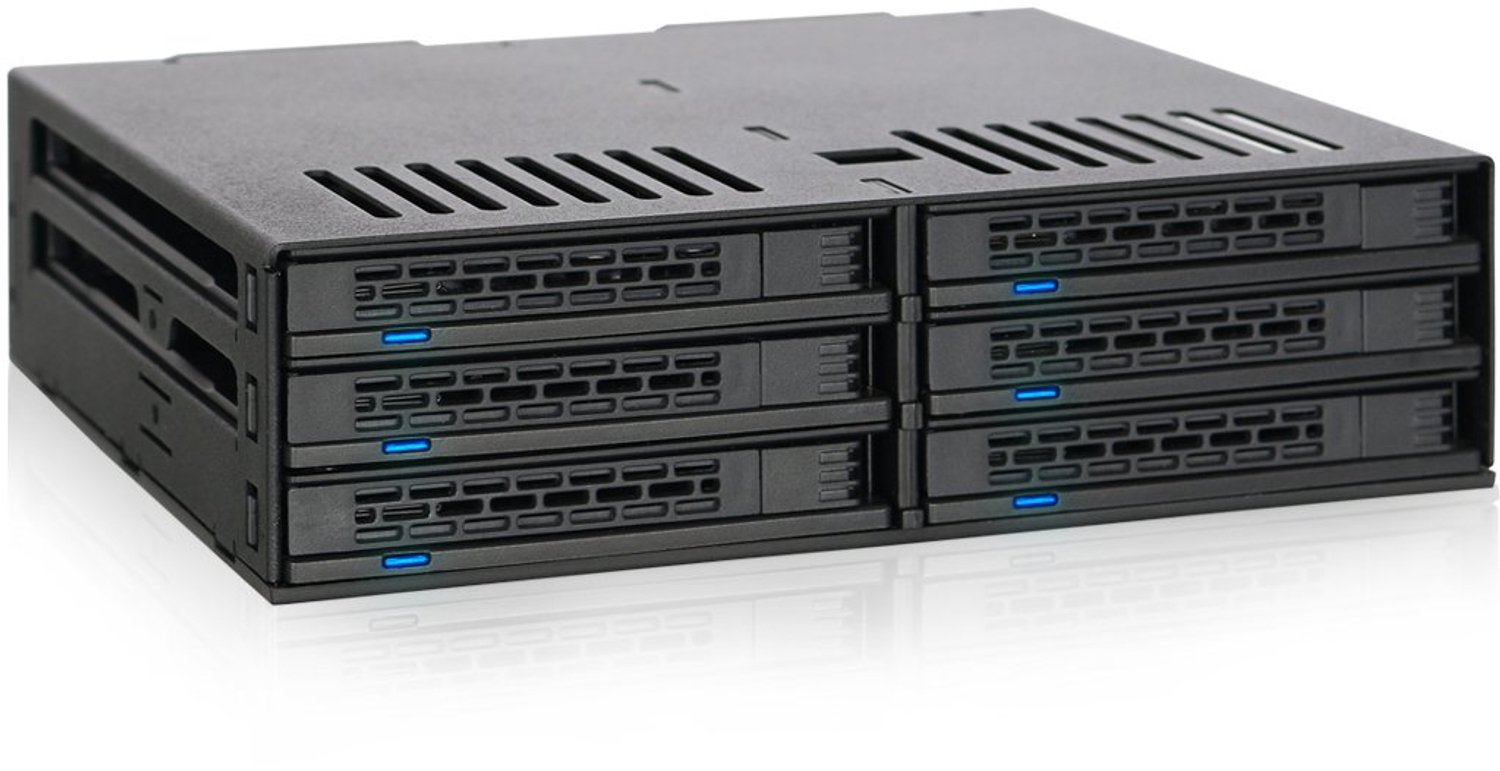 ExpressCage MB326SP-B - Hot Swap Wisselframe voor 6x 2,5" SATA/SAS SSD/HDD in 1x 5,25" Slot