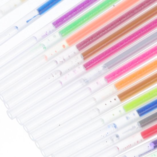 120 stuks kleurrijke gelpenvullingen, veelkleurige peninktvullingen, inclusief metallic pastel glitter neon kleurtypen voor het kleuren van scrapbooking, tekeningen, 0,8 mm — afbeelding 3
