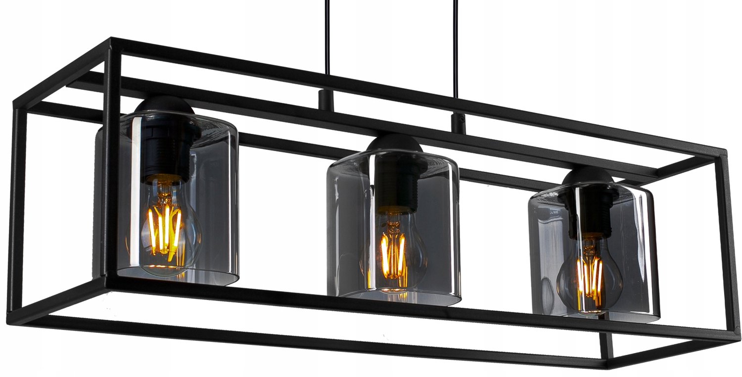 Loft Plafond Lamp Edison LED Zwart Metaal 3xE27