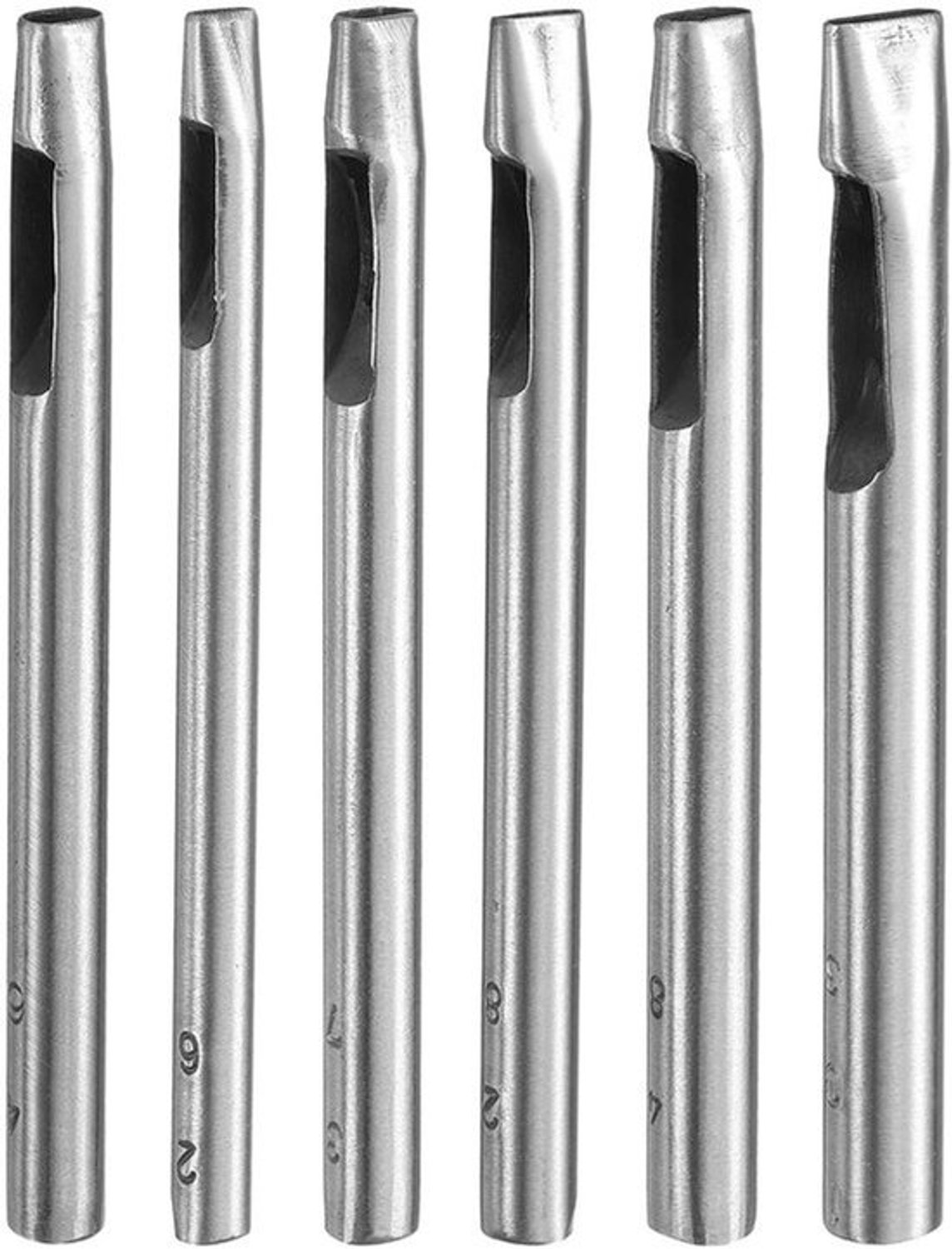 Ovale Gatenpons Set - 6-Delig - 2-4 mm - Koolstofstaal - Voor Leer en