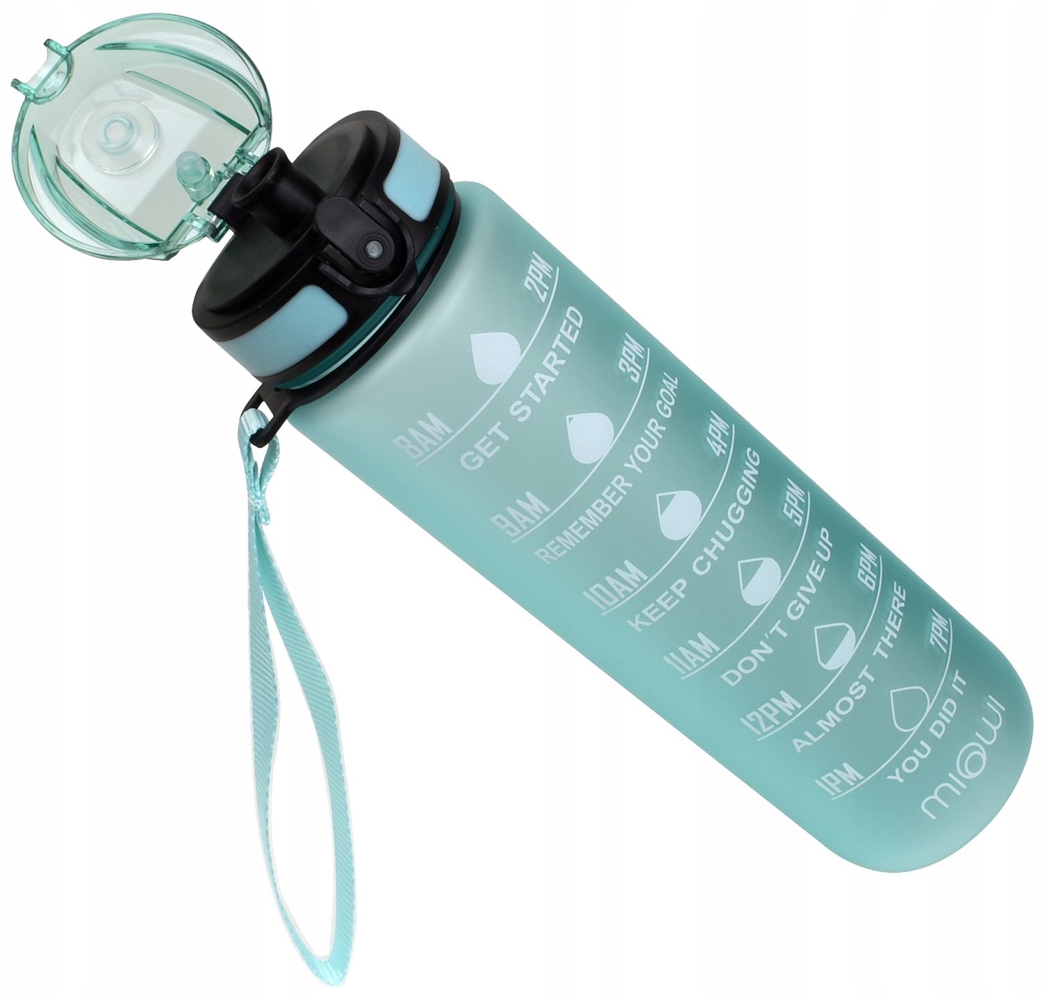 Miowi Motivatie Drinkfles 1000ml - BPA-vrij Tritan, Turquoise