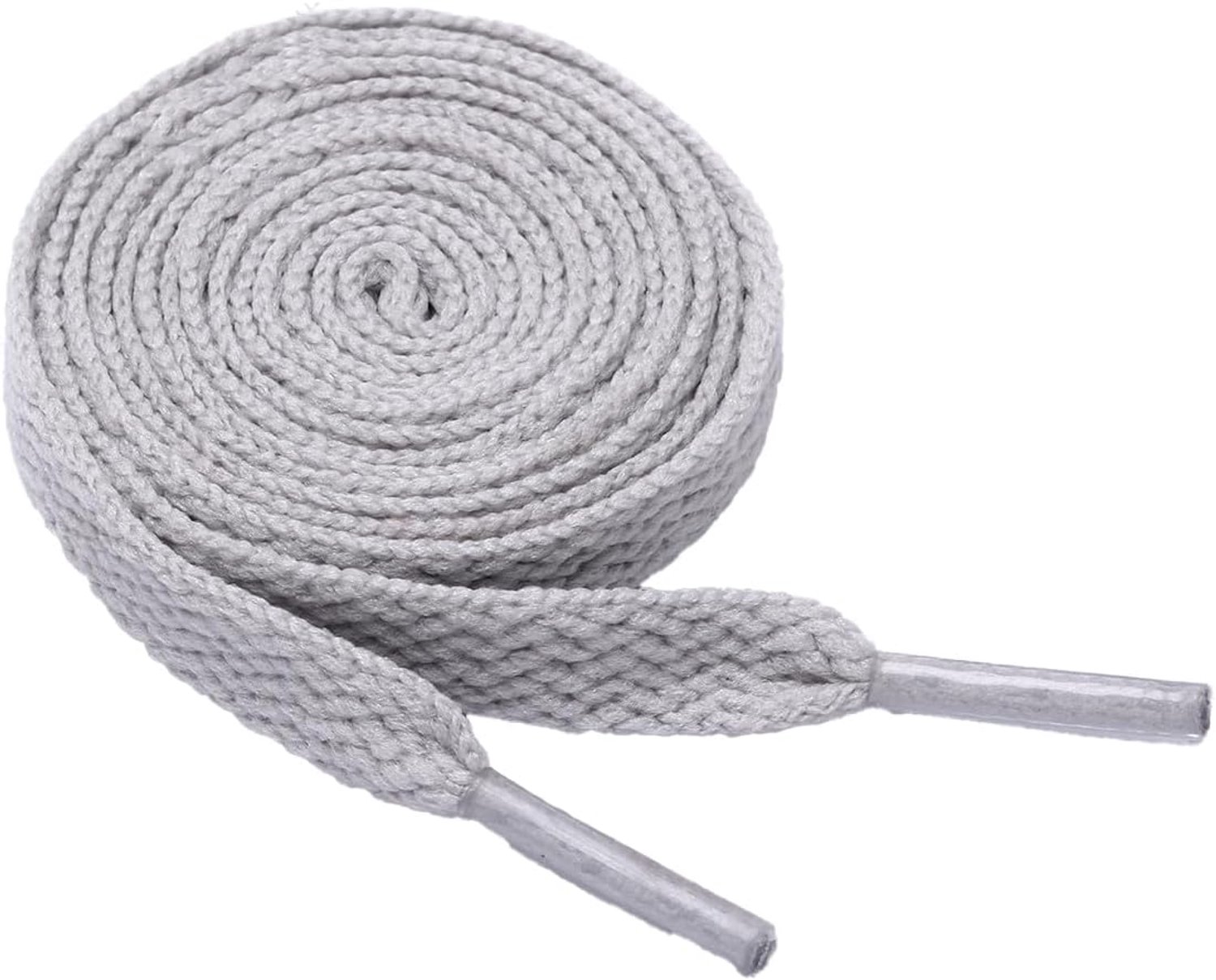 2 paar gekleurde platte schoenveters, reserveveters, scheurvaste schoenveters, satijnen veters met capsules, atletische veters voor gymschoenen, sportschoenen, 120 cm lang, grijs