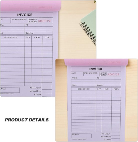 4 Stuks Delige Carbonloze Order Receipt Book Handgeschreven Invoice Pad voor Kleine Bedrijven Veilig Zakelijk Bonnenboek voor Nauwkeurige Bestelformulieren Klantenregistratie — afbeelding 5