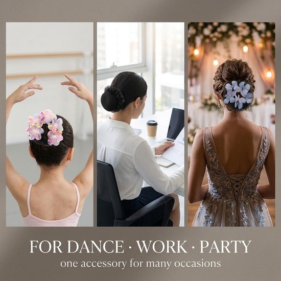 4 Stuks Koord Chignon Net Met Deco – Haar Net Voor Dans, Ballet En Dagelijkse Frisuren, Verstelbaar Dutt Net — afbeelding 4