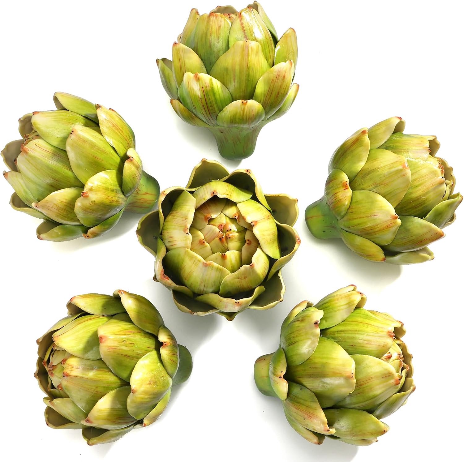 Peohud 6 stuks grote groene kunstartisjokken, nepgroenten en kunstfruit voor thuis, keuken, bruiloft, feest, kom, vaas, vuldecoratie