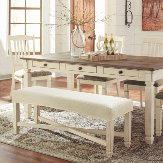 Fuloon Stretch Jacquard Dining Bench Cover - Anti-stof afneembare bankhoes wasbare bank beschermer cover voor woonkamer, slaapkamer, keuken (beige) — afbeelding 2