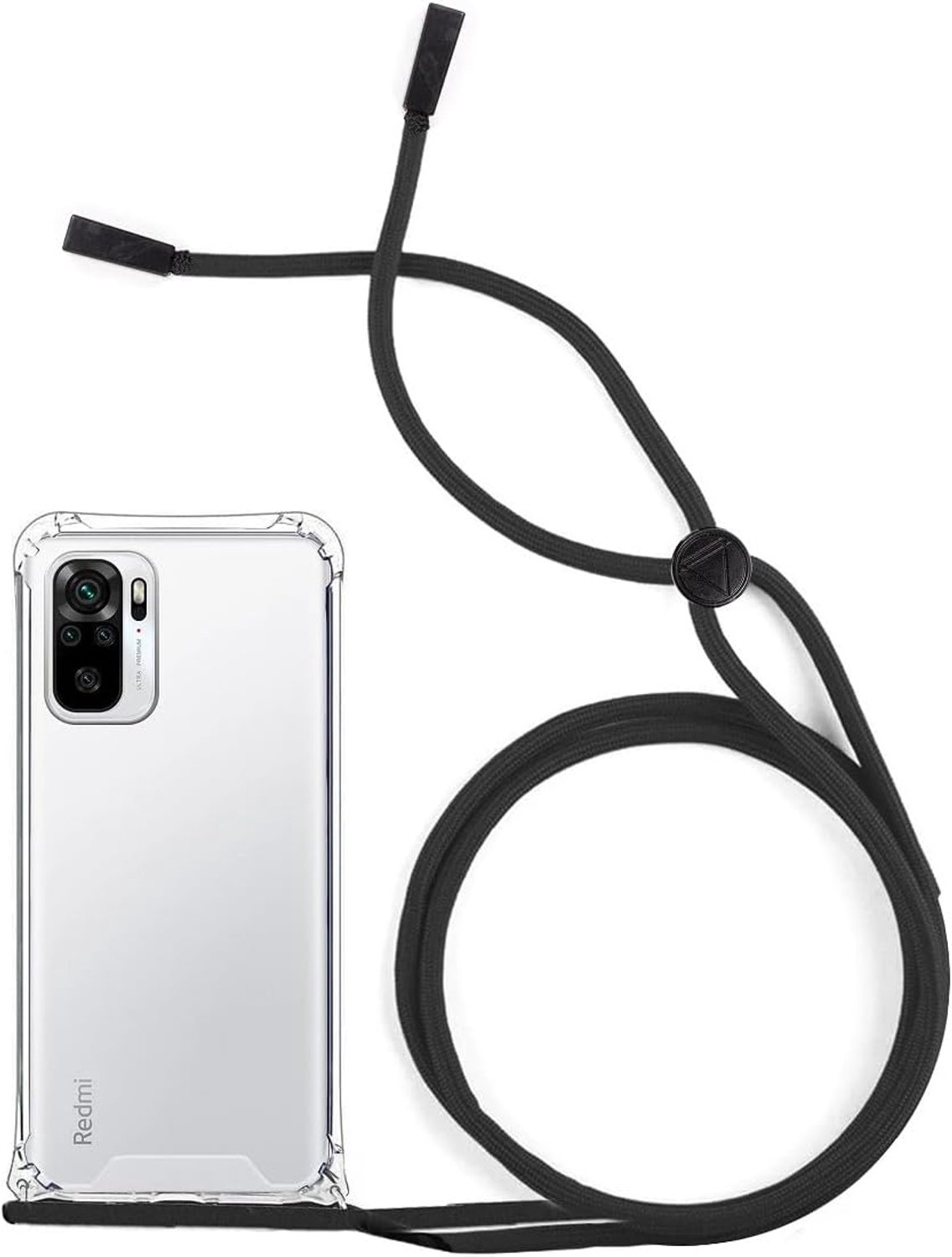Hoesje met Koord voor Xiaomi Redmi Note 10 Pro Telefoon - Zachte Siliconen Hoes met Draagkoord - Nekkoordsfunctie met Verstelbare Band (Transparente)