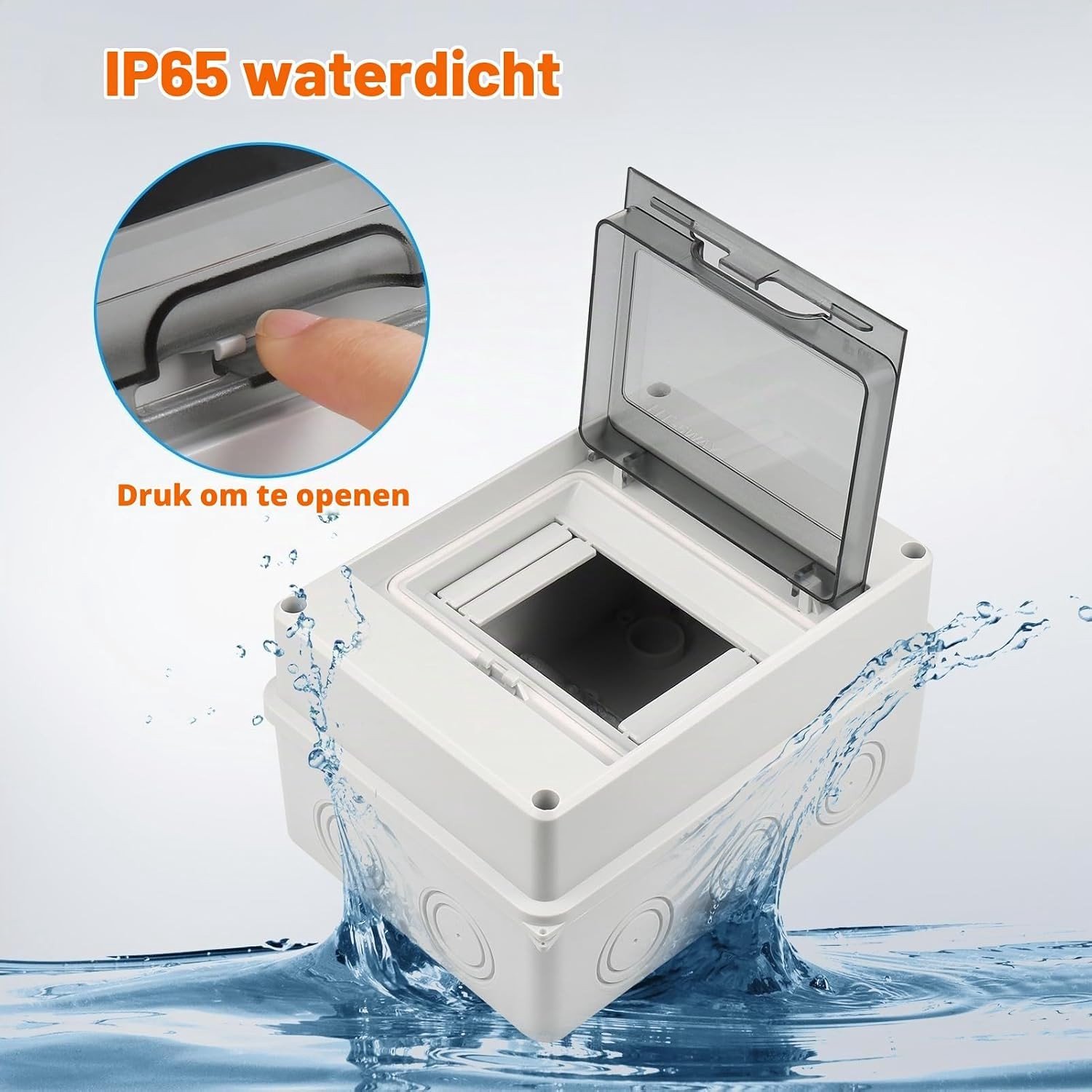 Distributiedoos IP65 met 1 Rij en 5 Modules voor Vochtige Ruimtes, Tuin en Buitentoepassingen