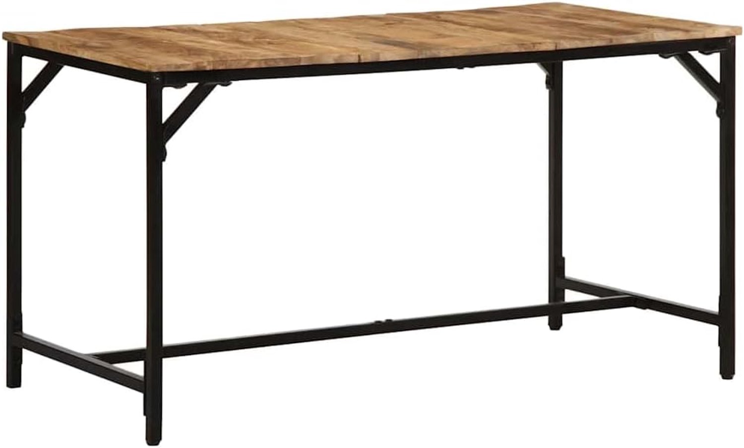 Eettafel 140 x 70 x 75 cm van massief hout mango met ijzeren frame voor eetkamer en keuken