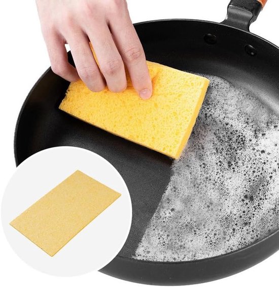 6 stuks paars geperst houtpulp katoen, water zwelling spons, keuken absorberende afwas handdoek, reinigingsblok, niet-vette doek, 11 x 7,2 x 1,5 cm — afbeelding 3