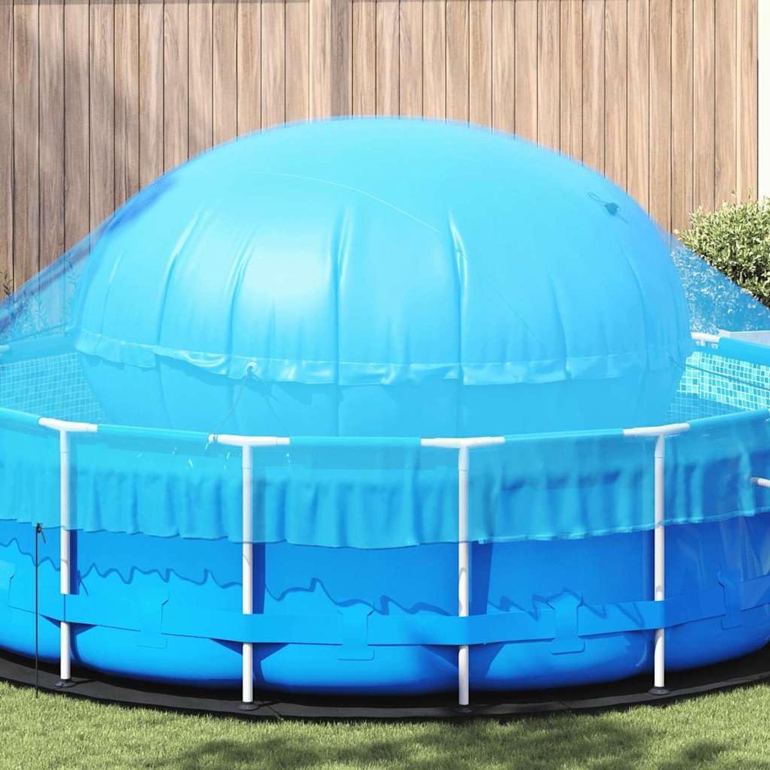 Zwembadkussen winterafdekking Ø 310 x 180 cm PVC bescherming blauw