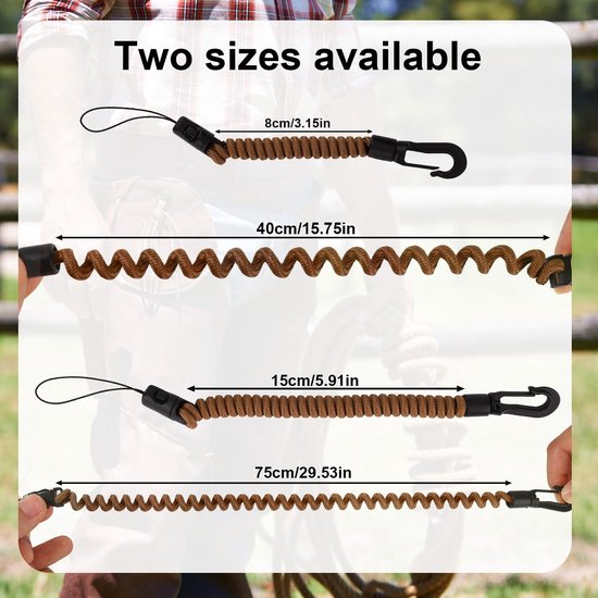 2 Stuks Afstandsmeterkoord (Lang+Kort), 8-40cm/15-75cm Intrekbaar Jacht Afstandsmeterkoord Polyester Latex Elastisch Koord voor Wandelen Klimmen en Vogels Kijken — afbeelding 3