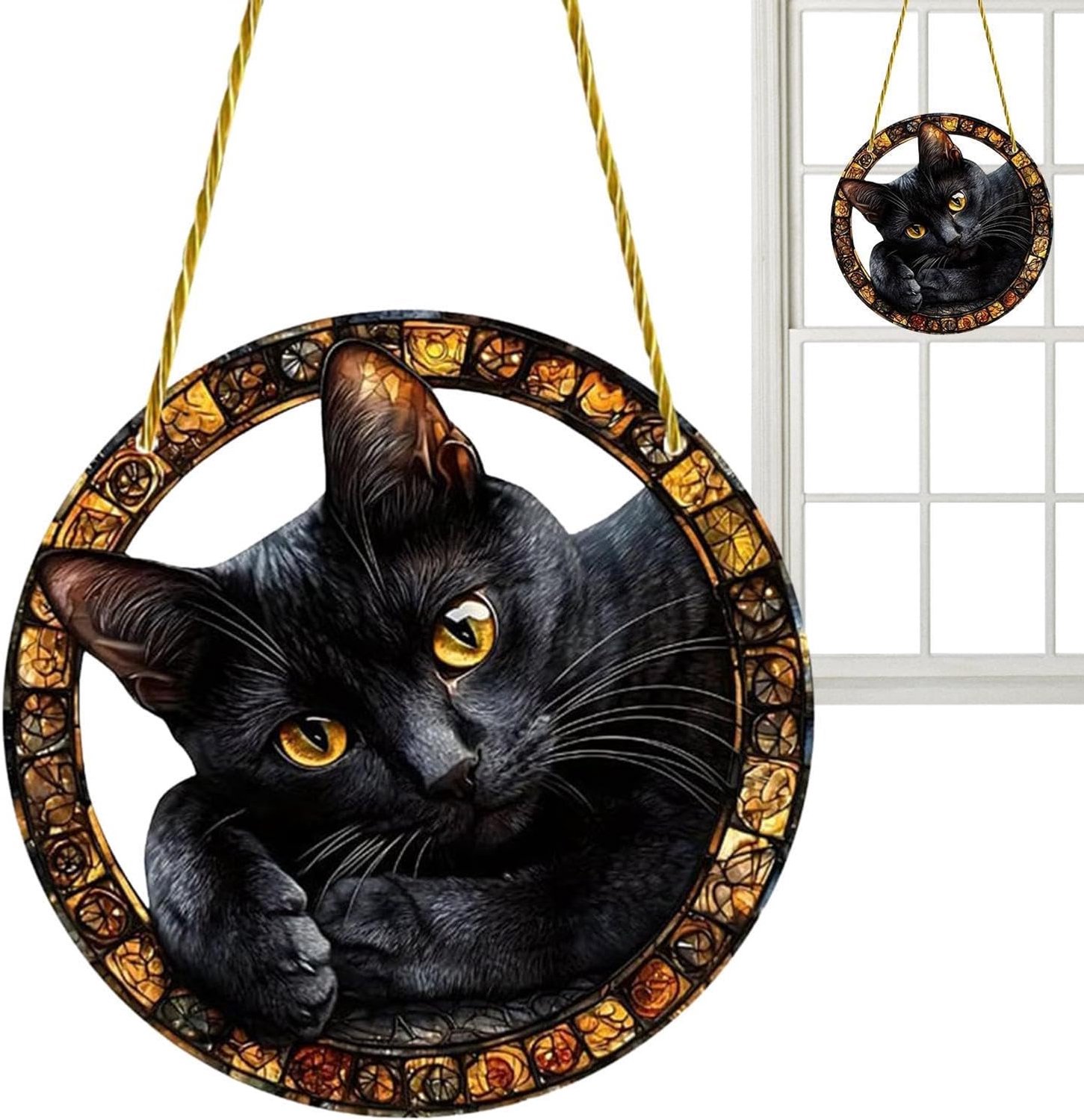 Zwarte kat zonnevanger - acryl maker hanger, prachtige dier