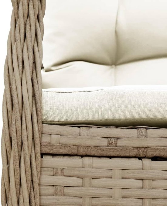 Poly rattan verstelbare rugleuning tuinset beige crèmewit 80x80x74 cm — afbeelding 5