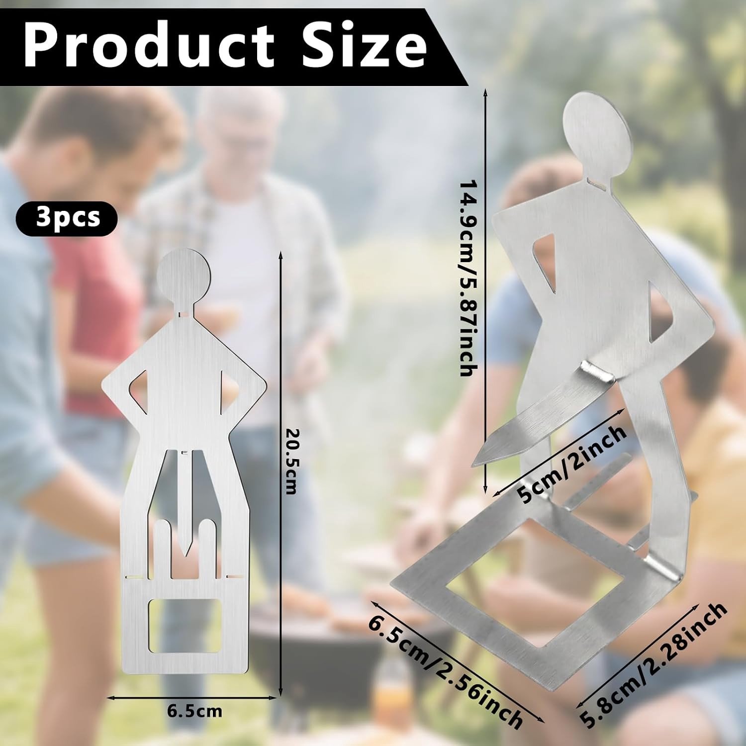Grillworsthouder - RVS - Staande Man - Creatieve BBQ-accessoire - Voor Buiten en Camping