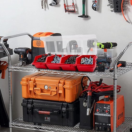 6 Stuks Schroef Organizers Opbergbakken met Deksels, Plastic Stapelbare Hardware Organizer Box voor Garage Nagels/Craft Tool Organiseren, Gereedschapskar Kast Werkbank Laden met Compartiment Bolt — afbeelding 4