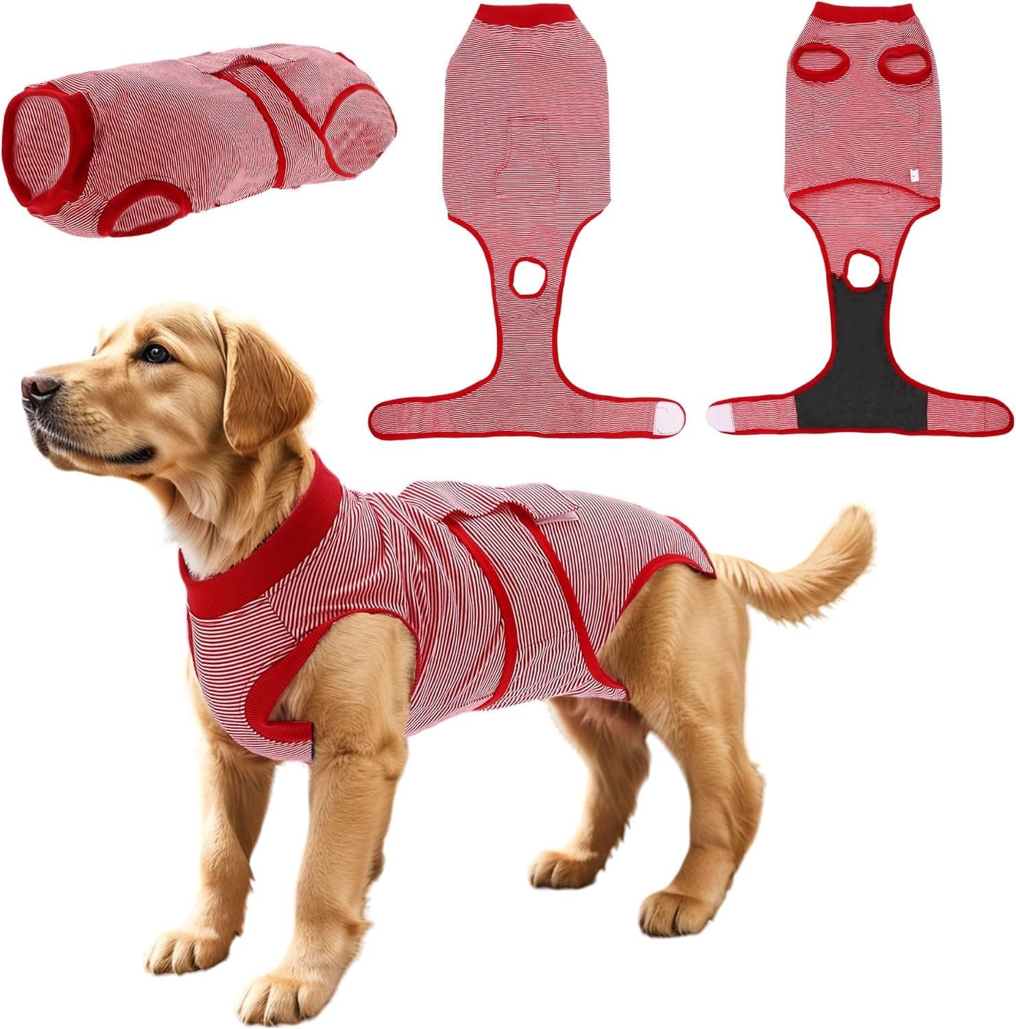 Herstelpak voor Honden en Katten na Chirurgie, Wit Rood, XXXL - Comfortabel, Ademend en Ondersteunend
