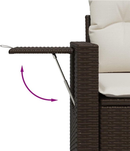Poly rattan weerbestendig loungeset bruin crème 5 delig — afbeelding 3