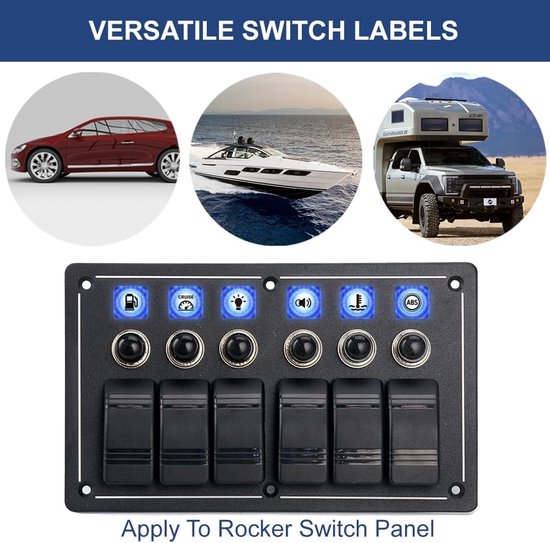600 stuks lichtschakelaar etiketten stickers, waterdichte schakelaar paneel etiketten sticker voor dashboard centrale console circuit paneel marine boot vrachtwagen dashboard, 1,5 x 0,6 inch — afbeelding 5