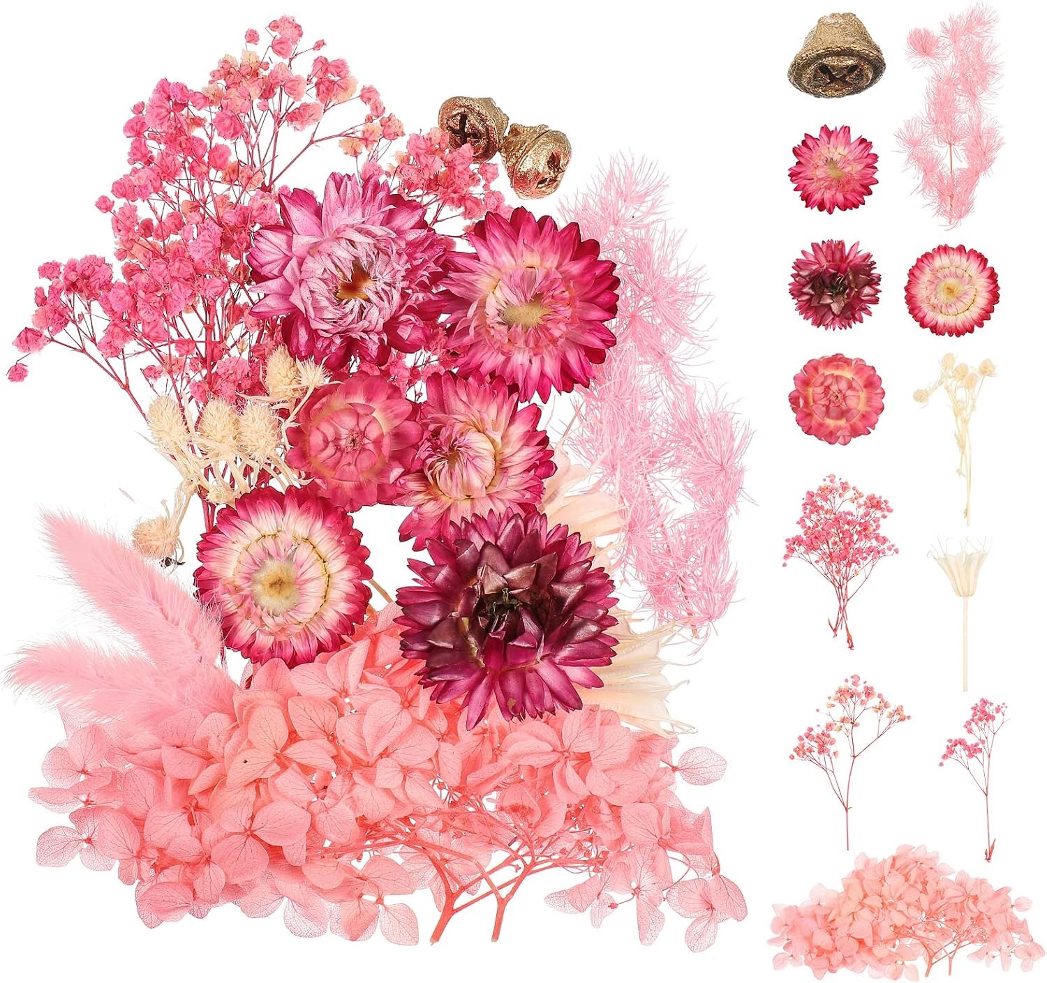 Natuurlijk Gedroogd Bloemenboeket Echte Geperste Bloemen Decoratie voor DIY Epoxy Hars Bloemen Sieraden Nail Art DIY Kaarsen Craft Maken Scrapbooking (Roze)