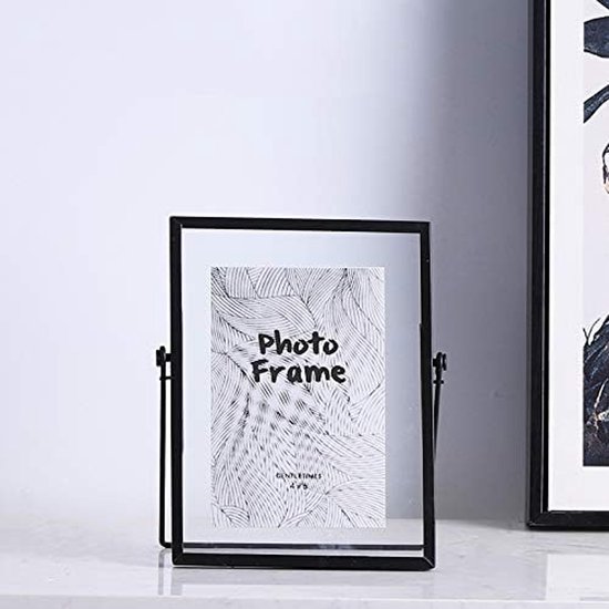 Set van 3 vintage stijl antieke zwarte fotolijsten, zwarte verticale fotolijst met geperst glas, metalen kunstwerken fotolijst voor foto's, plantenspecimen tafelblad, 4 x 4 inch, 4 x 6 inch, 5 x 7 — afbeelding 4
