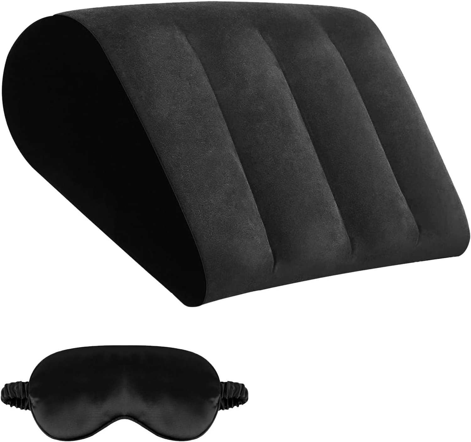 Opblaasbaar wigkussen met oogmasker voor reizen, bed, camping