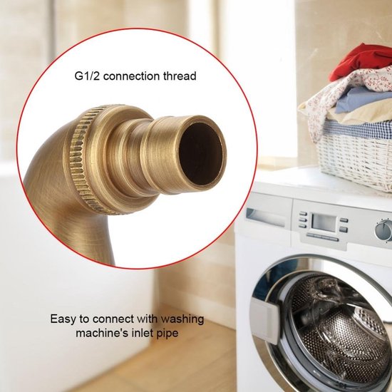 Vintage massief messing eenhands waterkraan voor wasmachine muur kraan Lange — afbeelding 5
