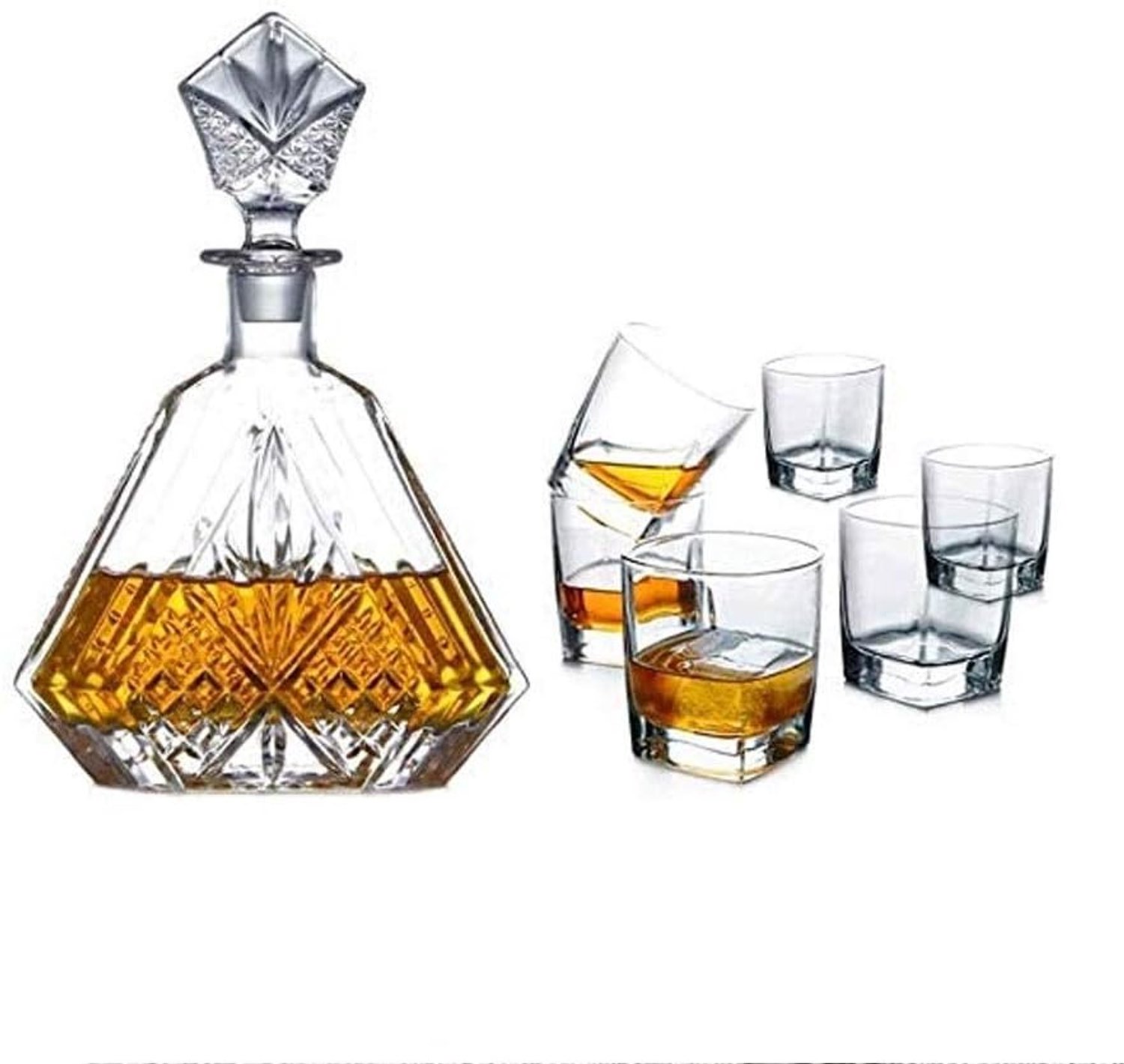 Flessenrek Wijnrek Wijnglas Houder Whiskey Decanter Set, Transparant Kristalglas Decanter Glazen Sluiting (Color : B)