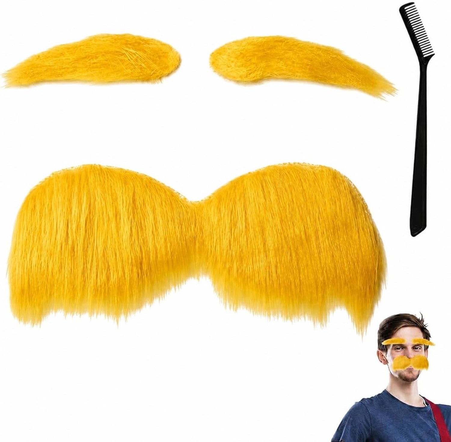 Grote Fluffy Nepbaard en Nepwenkbrauwen voor Mannen en Vrouwen - Grappige Accessoire voor Feestjes, Kostuums en Thema-evenementen - Perfect voor Verkleedpartijen en Carnaval