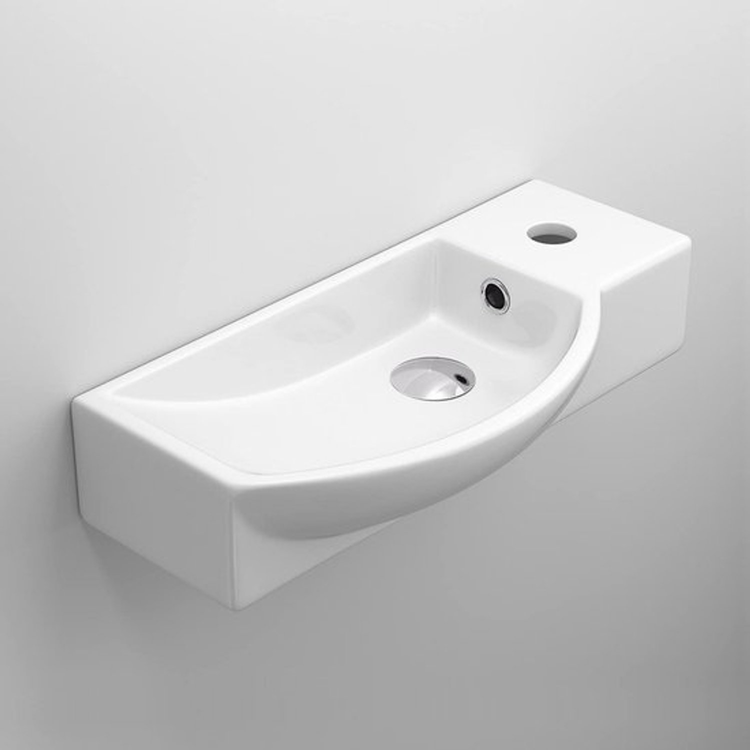 Moderne keramische wastafel - Gebogen uitvoering - Voor badkamer - Wandmodel