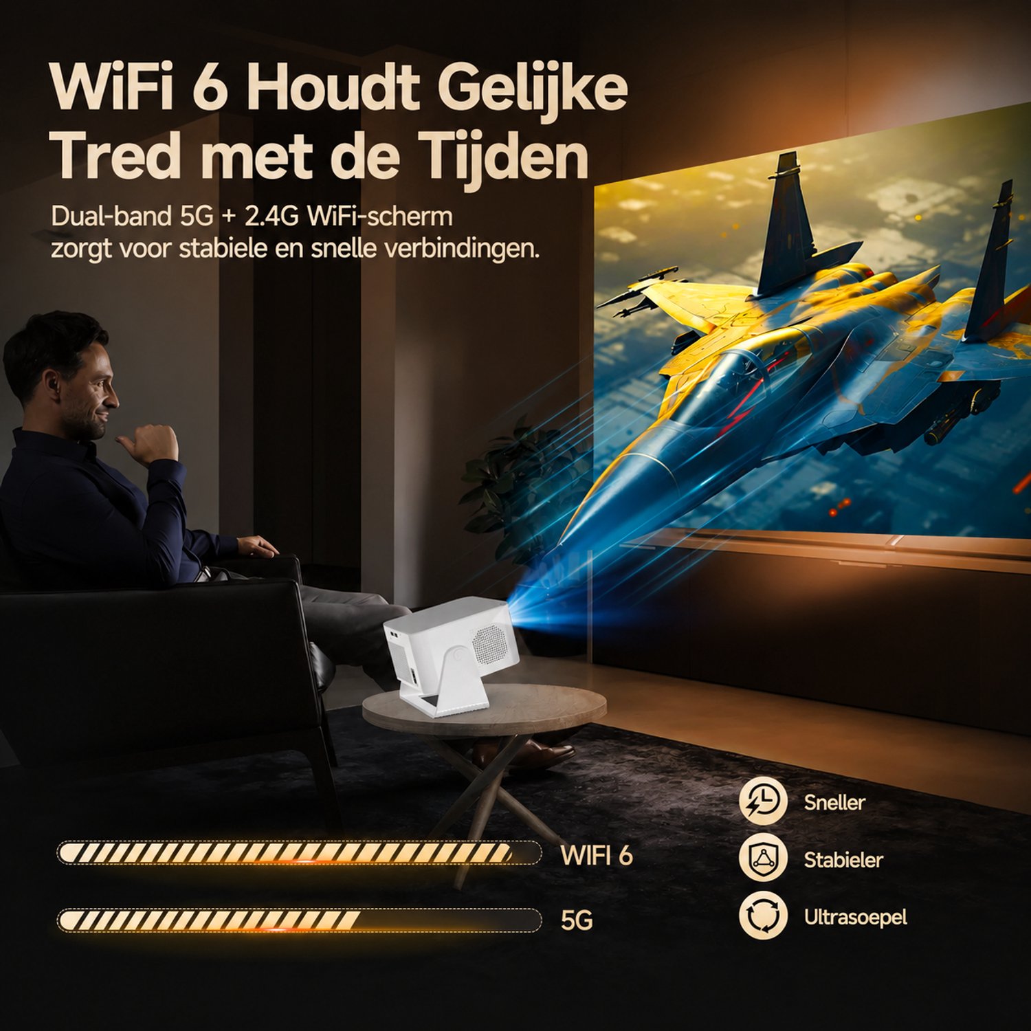 Magcubic® HY350MAX Mini Beamer 8K-1080P Full HD Smart Projector-600ANSI Lumen-Draagbare Beamer voor Film & Gaming-Thuisbioscoop–180° Draaibaar-Automatische focus-Geïntegreerde Google Play&6000+ Apps–Android 14-WiFi 6&Bluetooth 5.4 thumbnail 4