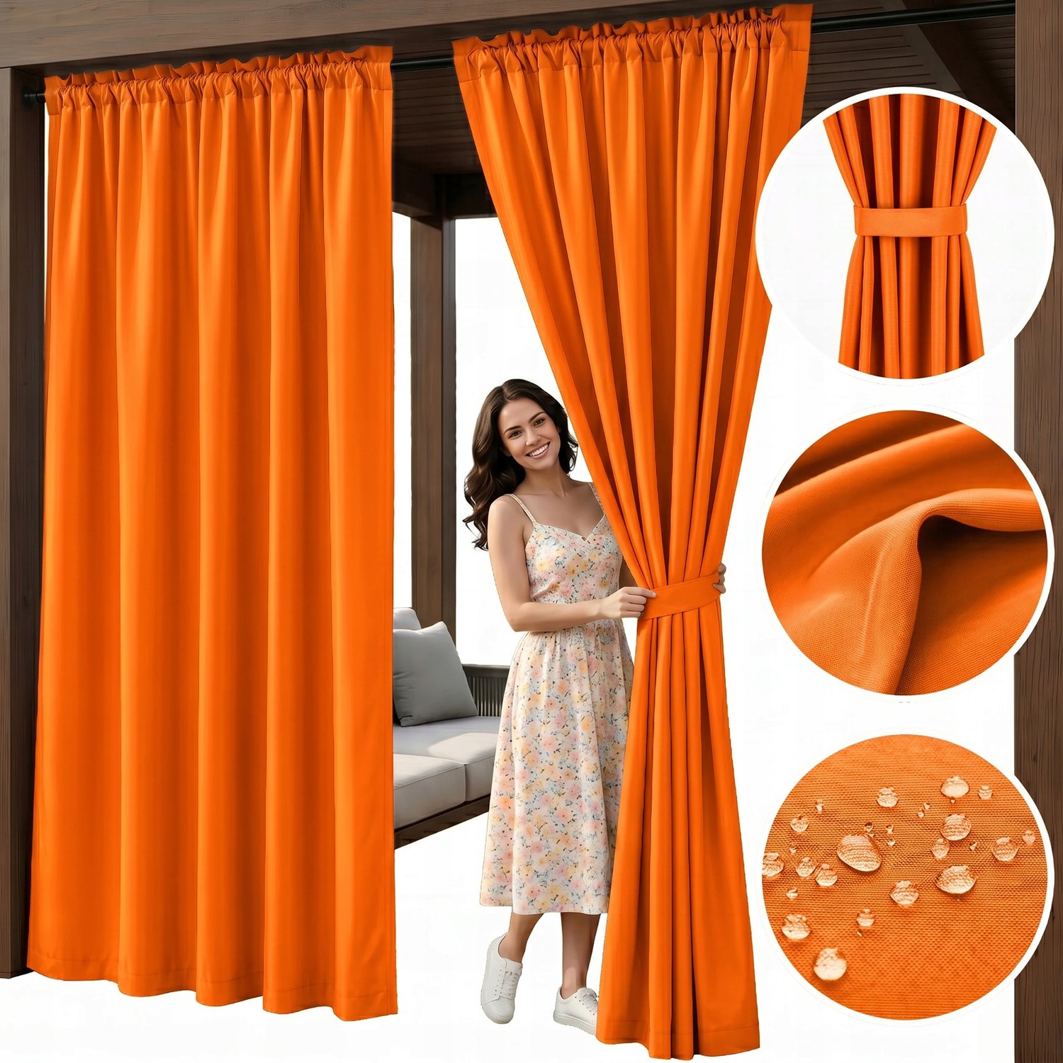 Waterdicht Terras Gordijn Oranje 155x240cm - UV-bestendig & Sneldrogend