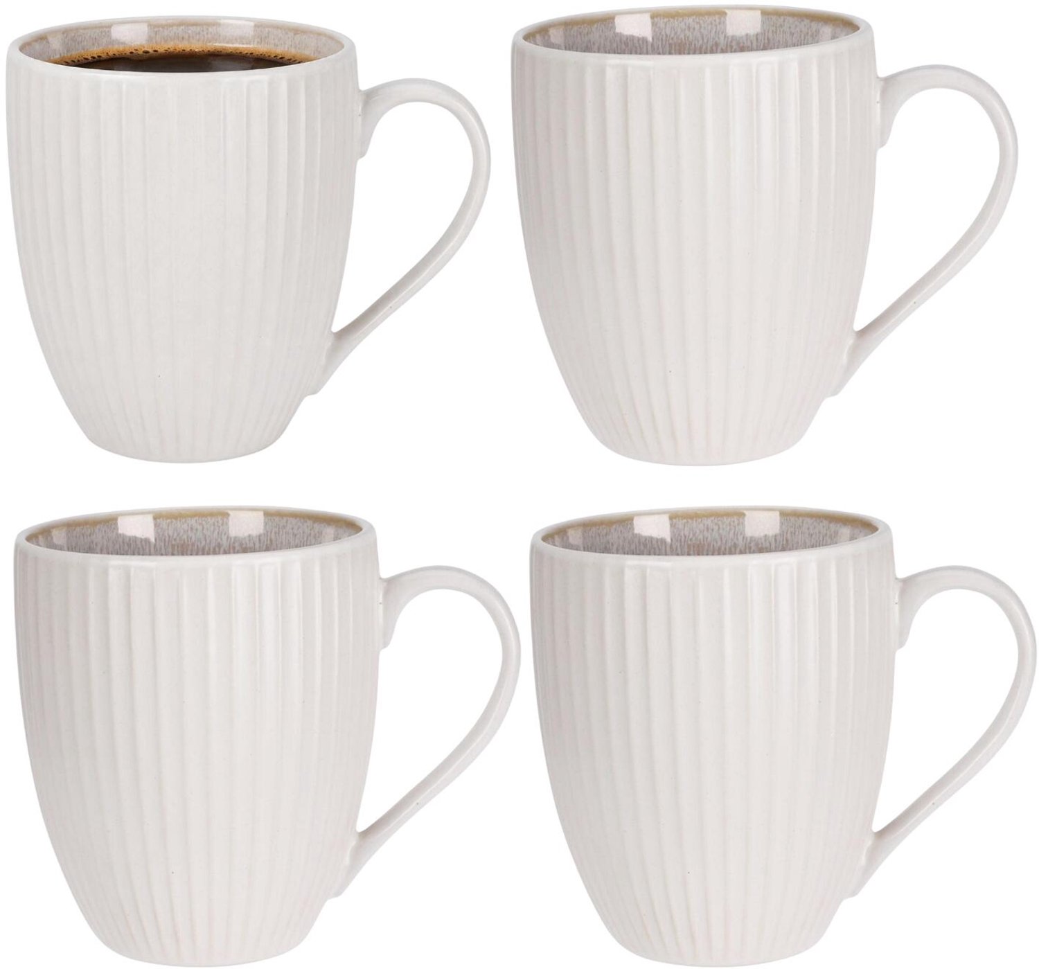 Siaki Koffiemokken Roman Pilars - 4x - wit - 400 ml - drink mokken - bekers - kopjes - keramiek - koffietas