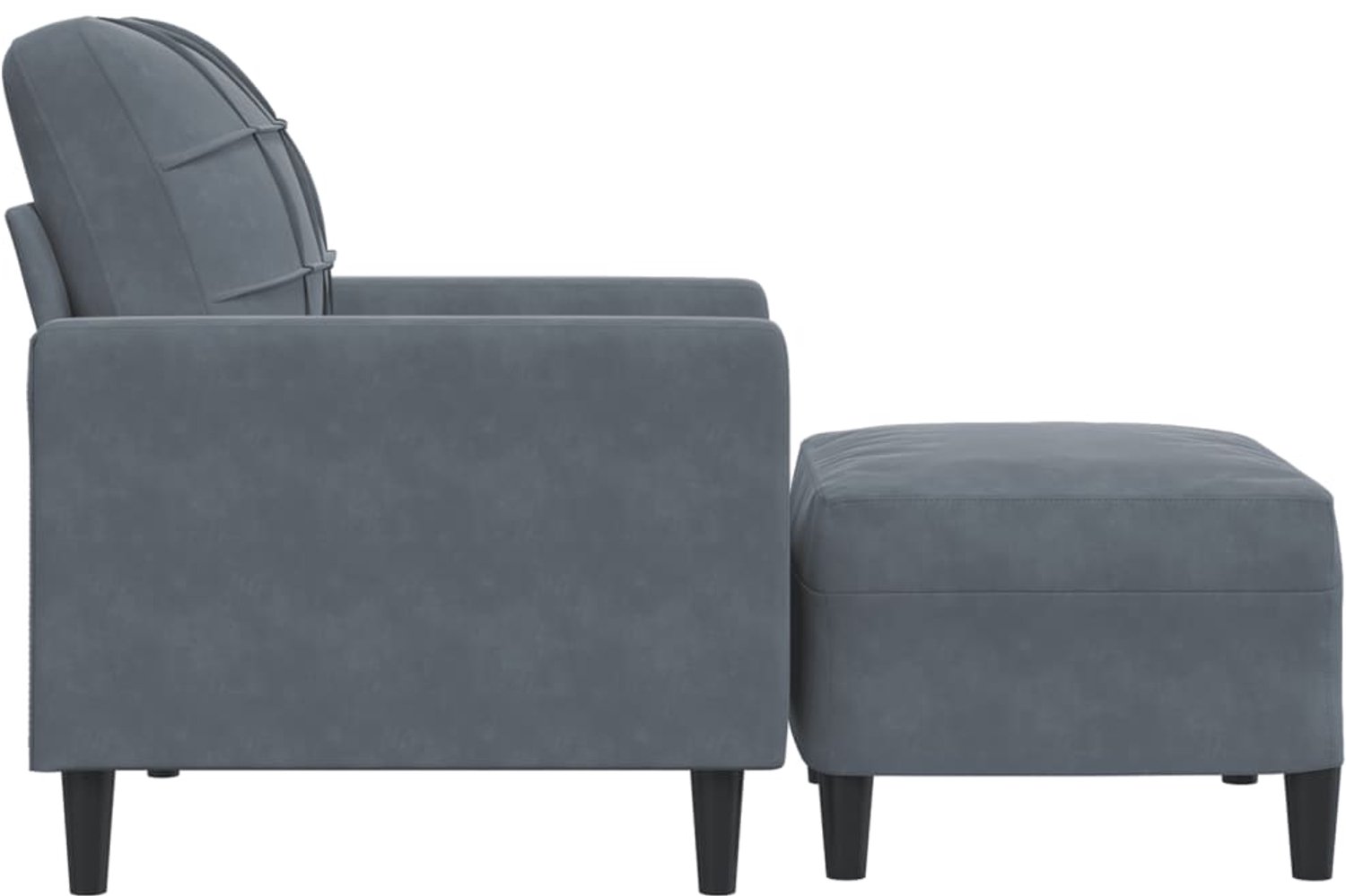 vidaXL Fauteuil - met - voetenbank - 60 - cm - fluweel - donkergrijs