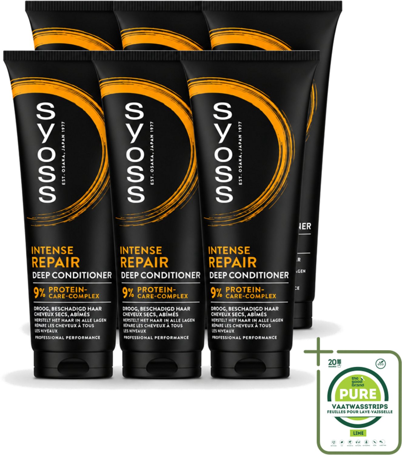 6 x Syoss - Intense Repair - Deep Conditioner - Herstelt & Versterkt - 250 ml - Grootverpakking - Vaatwasstrips - Herstel Haar - Droog Haar - Beschadigd Haar - Protein Reparatie - Haar Verzorging