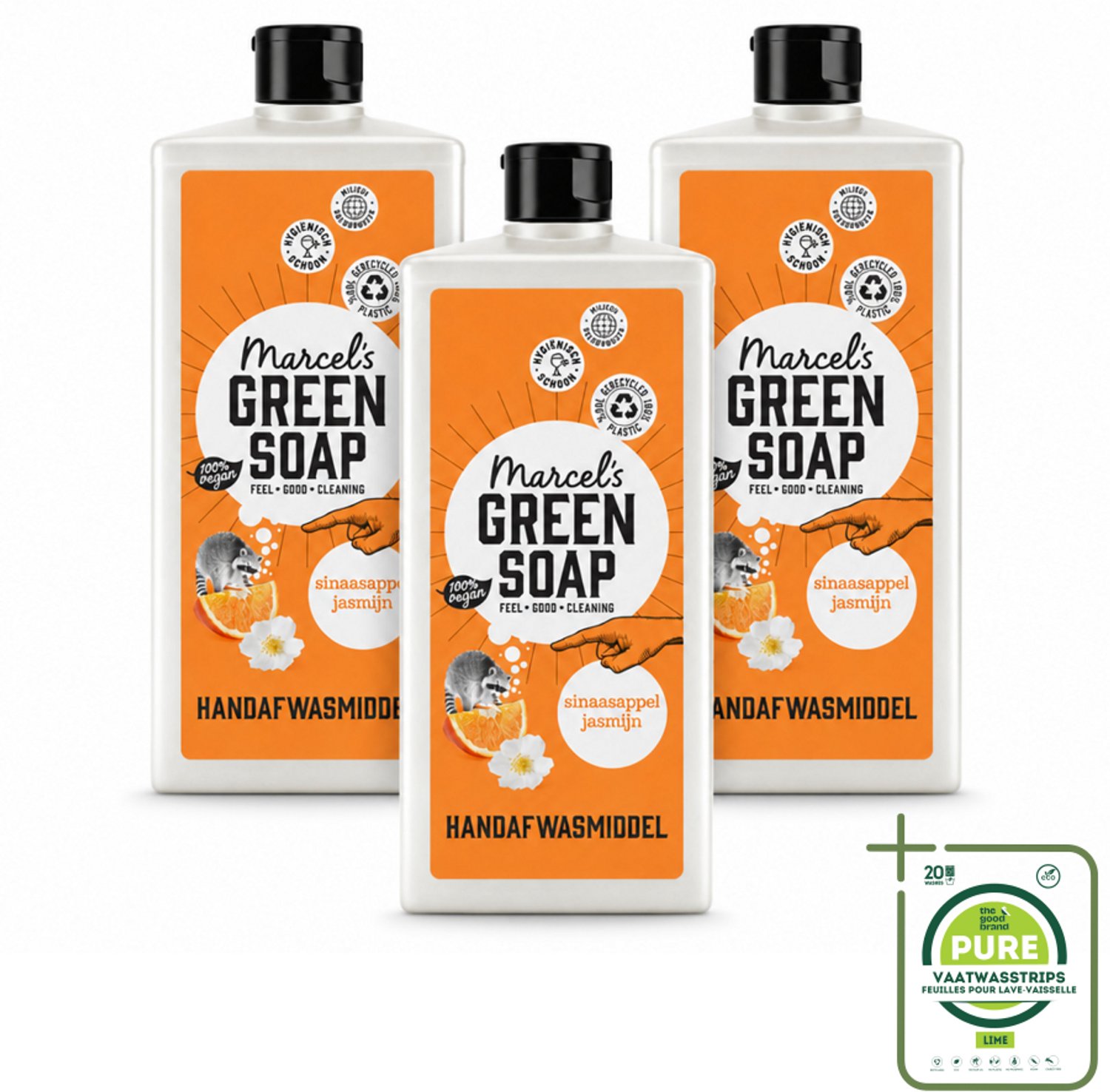 3 x Marcel's Green Soap - Afwasmiddel - Sinaasappel & Jasmijn - Voor dagelijks gebruik - 500 ml - Grootverpakking - Vaatwasstrips - Afwasmiddel Sinaasappel Jasmijn - Natuurlijke Afwas - Plantaardige Zepen - Biologisch Afbreekbaar - Schone Vaat