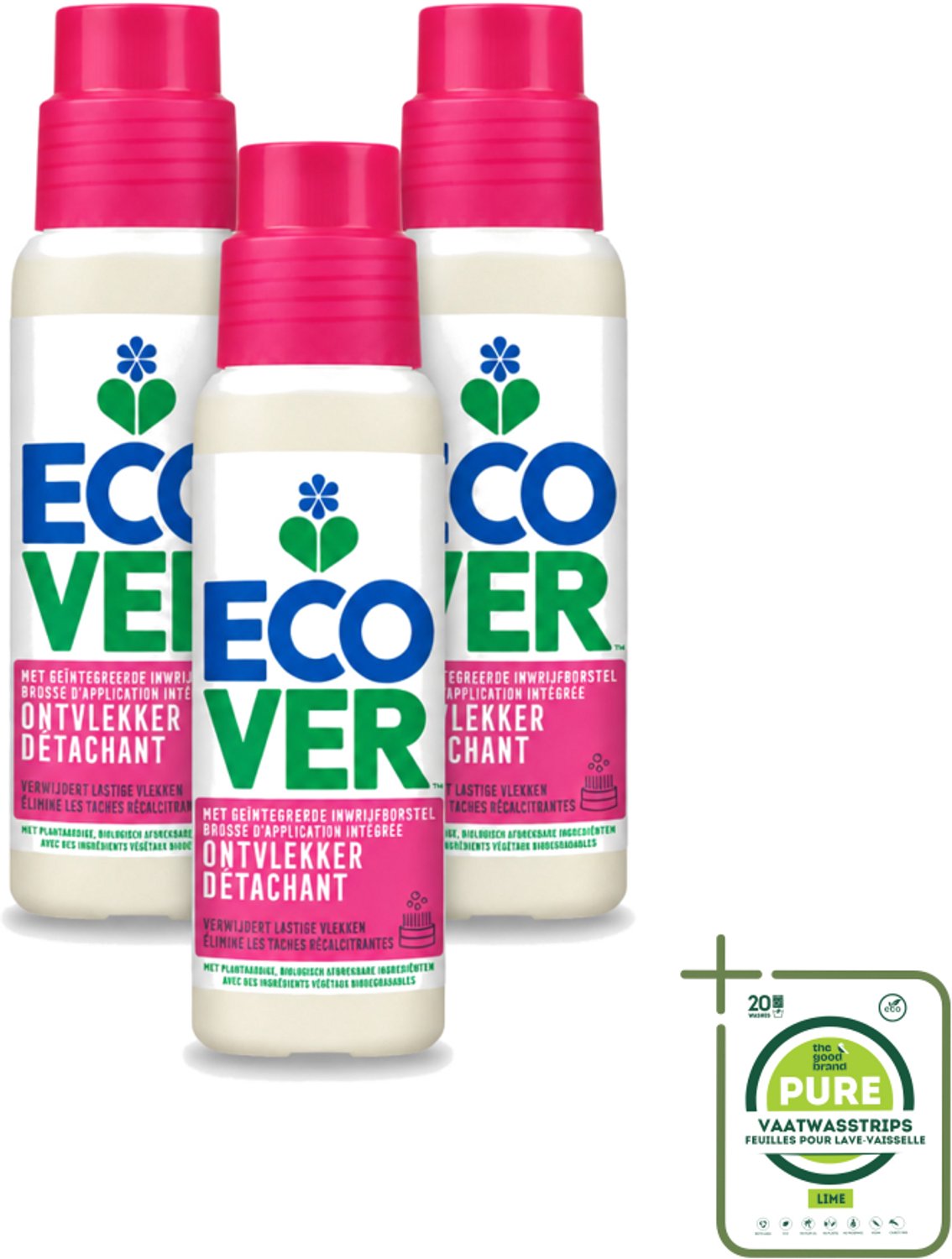 3 x Ecover - Ontvlekkingsmiddel - 200 ml - Grootverpakking - Vaatwasstrips - Ontvlekken - Vlekken Verwijderen - Natuurlijke Reiniging - Plantaardige Ontvlekker - Krachtige Ontvlekker