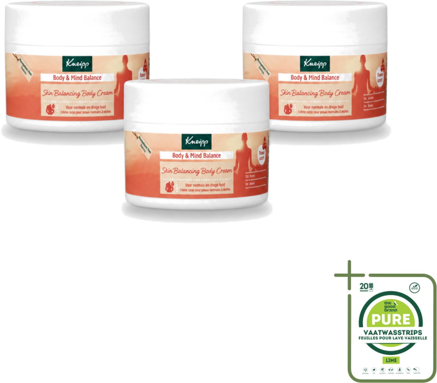 3 x Kneipp - Body crème - Body & Mind Balance - Iris & Vetiver - 200 ml - Grootverpakking - Vaatwasstrips - Kneipp Bodycrème - Balans - Ontspanning - Huidverzorging - Iris