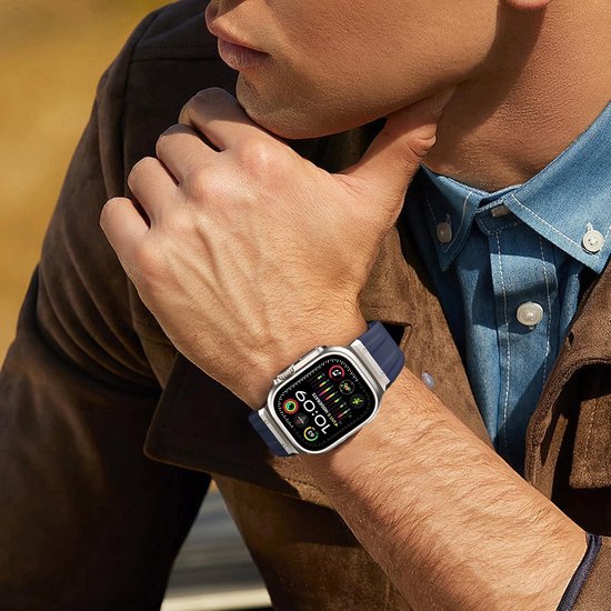 Tasikar Sportband compatibel met Apple Watch Ultra Band 49 mm 45 mm 44 mm 42 mm, heren roestvrij staal metalen siliconen vervangende band voor iWatch Ultra 2 Ultra Series 9 8 7 6 5 4 3 2 1 SE — afbeelding 2