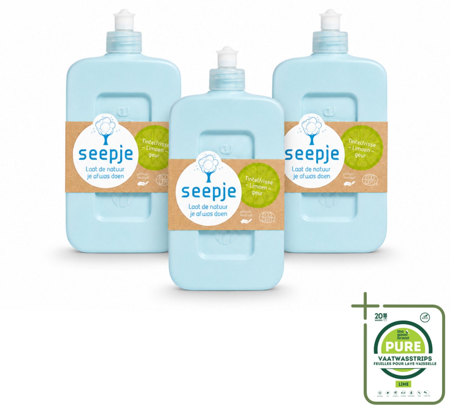 3 x Seepje - Afwasmiddel - Milieuvriendelijk - Tintelfrisse Limoen Geur - 500 ml - Grootverpakking - Vaatwasstrips - Afwasmiddel - Milieuvriendelijk - Huidvriendelijk - Ecologisch - Biologisch